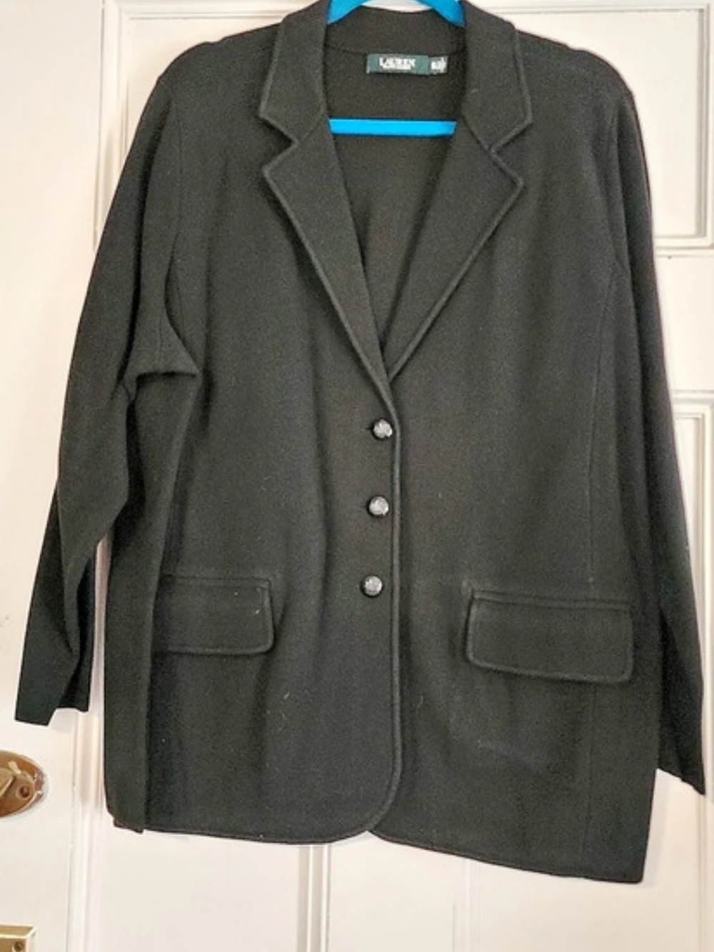 Lauren Ralph Lauren Cotton-Blend Sweater Blazer Black 2X